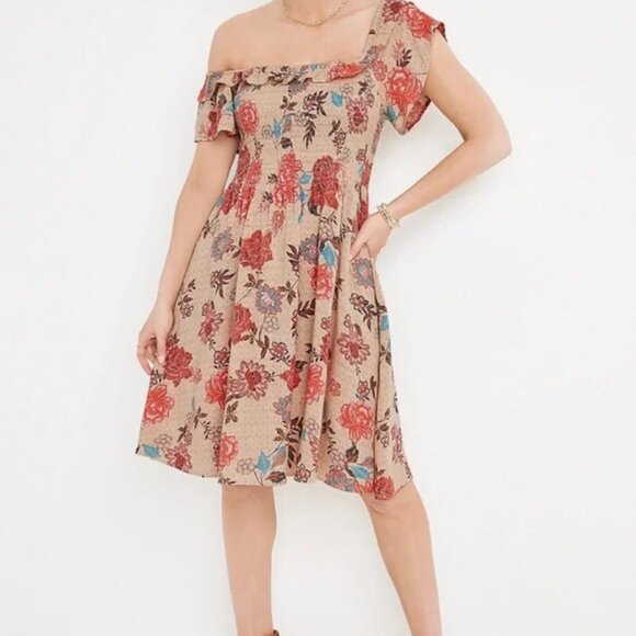 Maurices Smocked Floral Cold Shoulder Babydoll Mini Dress XL - Picture 3 of 8